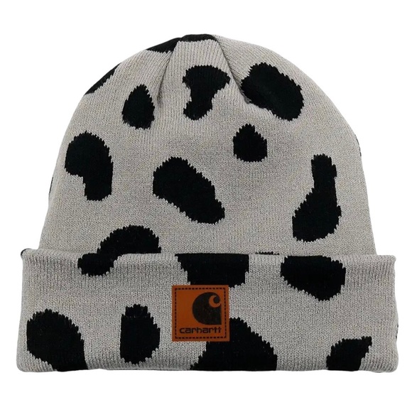 Carhartt Accessories - Carhartt Grey/Black Cow Spots Winter Outdoor Cuffed Beanie Hat